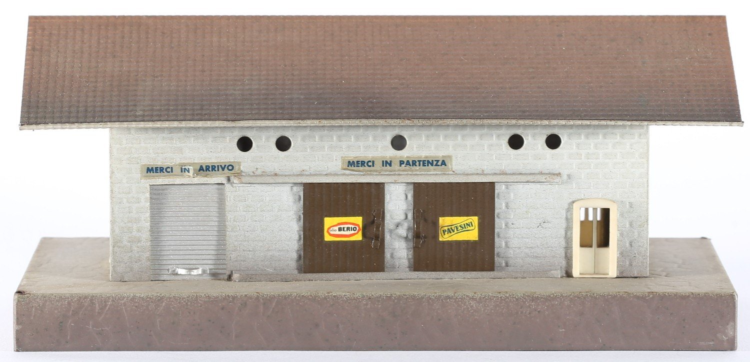 kallistoys auctions auktionen-antique vintage toys-antik historisch spielzeug-f.e.m.-italy-tinplate-blech-railway accessory-eisenbahnzubehör-goods station-güterbahnhof-scalo merci-54-1f