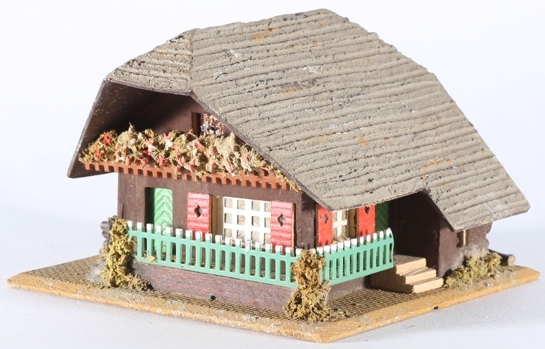 kallistoys auctions auktionen-antique vintage toys-antik historisch spielzeug-faller-germany-wood house-holzhaus-black forest farm-schwarzwald bauernhof-gezackte briefmarke-braune nr-283-1a