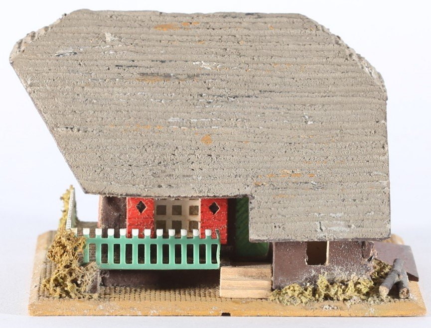 kallistoys auctions auktionen-antique vintage toys-antik historisch spielzeug-faller-germany-wood house-holzhaus-black forest farm-schwarzwald bauernhof-gezackte briefmarke-braune nr-283-1d
