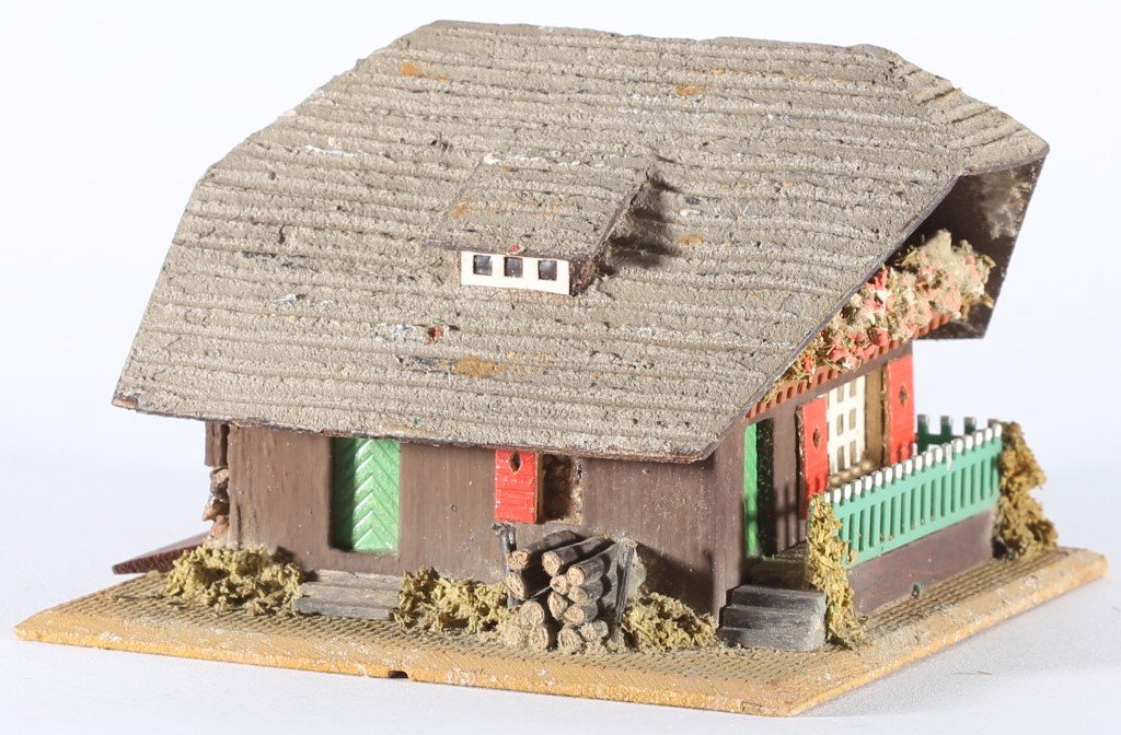 kallistoys auctions auktionen-antique vintage toys-antik historisch spielzeug-faller-germany-wood house-holzhaus-black forest farm-schwarzwald bauernhof-gezackte briefmarke-braune nr-283-1e