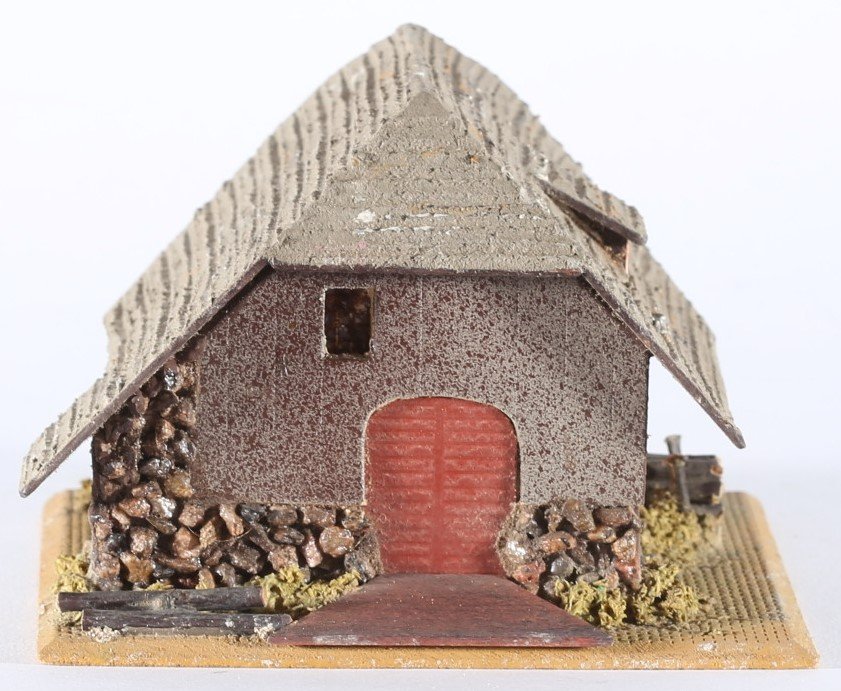 kallistoys auctions auktionen-antique vintage toys-antik historisch spielzeug-faller-germany-wood house-holzhaus-black forest farm-schwarzwald bauernhof-gezackte briefmarke-braune nr-283-1h