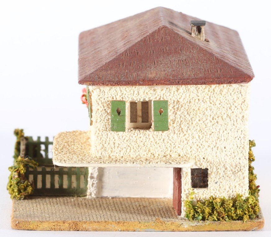 kallistoys auctions auktionen-antique vintage toys-antik historisch spielzeug-faller-germany-wood house-holzhaus-house with canopy-haus mit vordach-gerade briefmarke-rote nummer-270-1h
