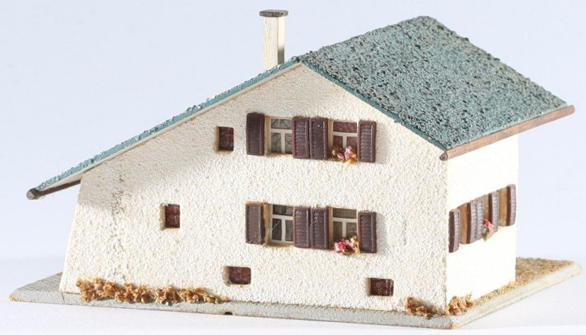 kallistoys auctions auktionen-antique vintage toys-antik historisch spielzeug-faller-germany-wood house-holzhaus-large mountain house-grosses chalet-gezackte briefmarke-braune nummer-289-1e