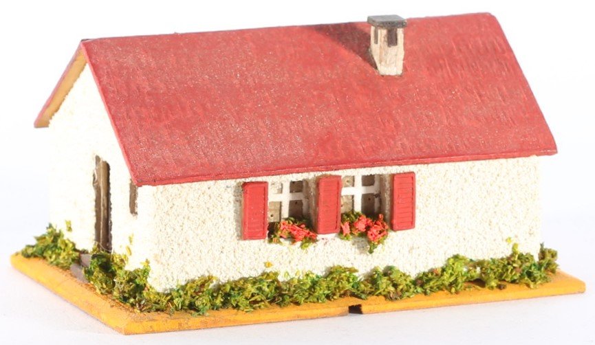kallistoys auctions auktionen-antique vintage toys-antik historisch spielzeug-faller-germany-wood house-holzhaus-one family home-siedlerhaus-ohne briefmarke-250-1a