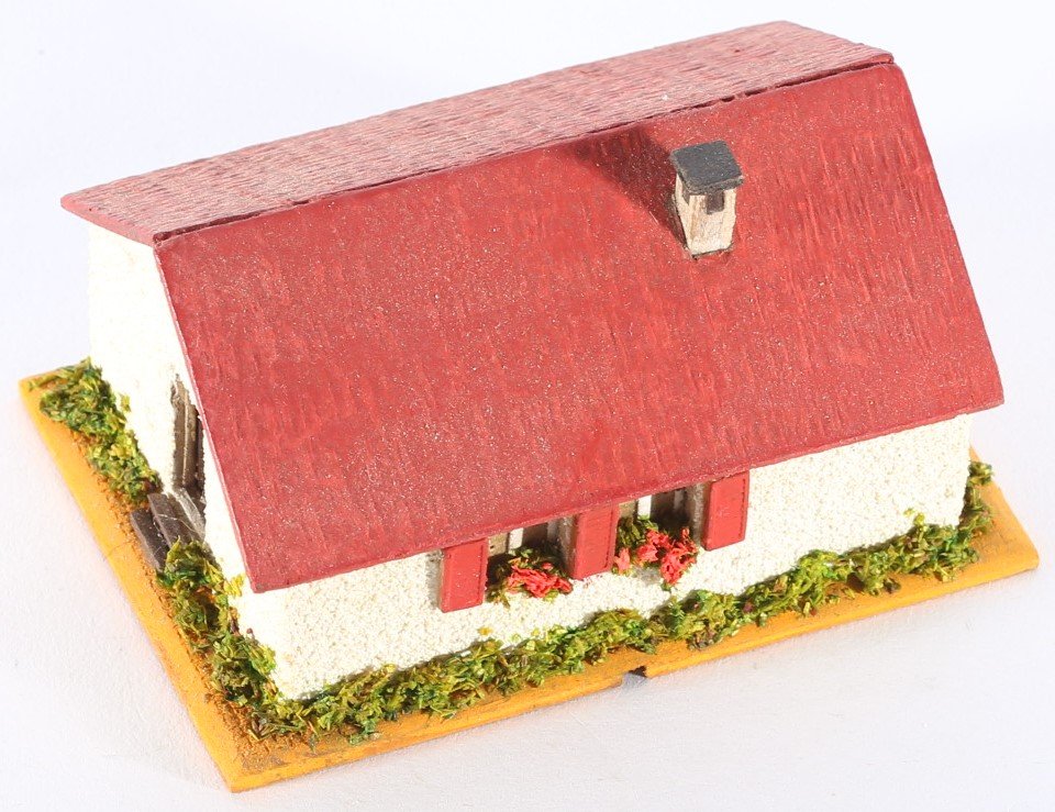 kallistoys auctions auktionen-antique vintage toys-antik historisch spielzeug-faller-germany-wood house-holzhaus-one family home-siedlerhaus-ohne briefmarke-250-1b