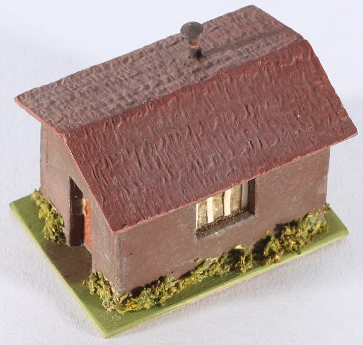 kallistoys auctions auktionen-antique vintage toys-antik historisch spielzeug-faller-germany-wood house-holzhaus-small trainshed-bahnbude-braun-ohne briefmarke-136-1b