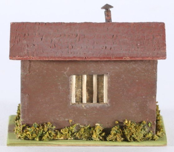 kallistoys auctions auktionen-antique vintage toys-antik historisch spielzeug-faller-germany-wood house-holzhaus-small trainshed-bahnbude-braun-ohne briefmarke-136-1c