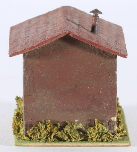 kallistoys auctions auktionen-antique vintage toys-antik historisch spielzeug-faller-germany-wood house-holzhaus-small trainshed-bahnbude-braun-ohne briefmarke-136-1h