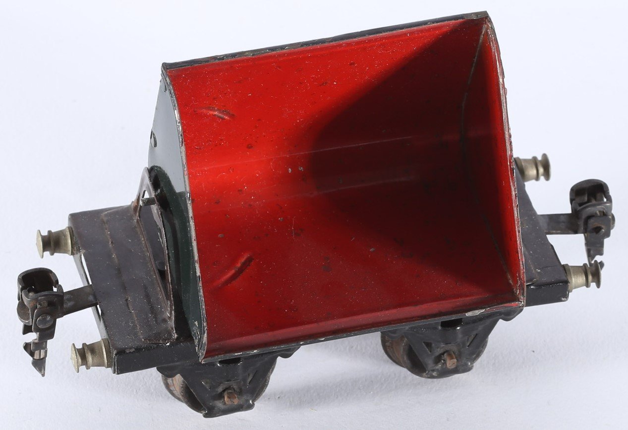 kallistoys auctions auktionen-antique vintage toys-antik historisch spielzeug-märklin-germany-tinplate-blech-train-eisenbahn-gauge-spur 0-lorry-kipplore-blaugrün-rot-1972-2c