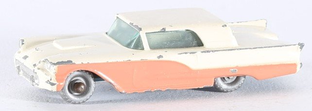 kallistoys auctions auktionen-antique vintage toys-antik historisch spielzeug-matchbox-lesney-england-diecast-car-auto-series 1 to 75-ford thunderbird-cream-peach-bluegreen base-75-2a
