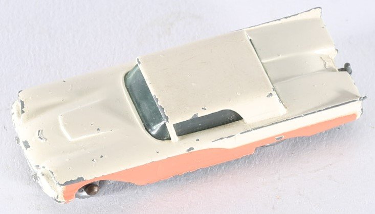 kallistoys auctions auktionen-antique vintage toys-antik historisch spielzeug-matchbox-lesney-england-diecast-car-auto-series 1 to 75-ford thunderbird-cream-peach-bluegreen base-75-2b