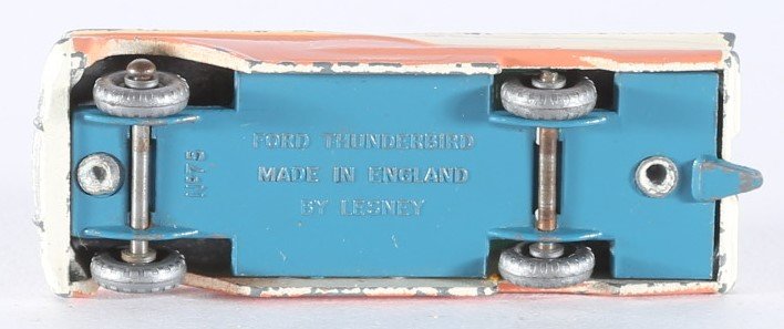 kallistoys auctions auktionen-antique vintage toys-antik historisch spielzeug-matchbox-lesney-england-diecast-car-auto-series 1 to 75-ford thunderbird-cream-peach-bluegreen base-75-2g