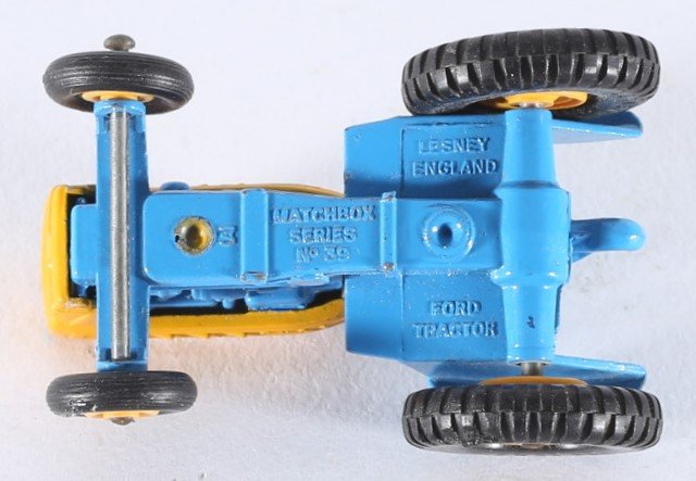 kallistoys auctions auktionen-antique vintage toys-antik historisch spielzeug-matchbox-lesney-england-diecast-series 1 to 75-ford tractor-trecker-blue-blau-39-2g