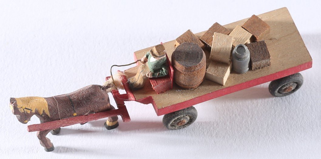 kallistoys auctions auktionen-antique vintage toys-antik historisch spielzeug-preiser-germany-wood figure-holzfigur-forwarding van carter horse-speditionsrolle fuhrmann pferd-rot-470-1b