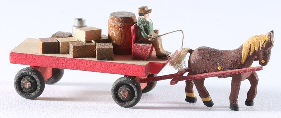 kallistoys auctions auktionen-antique vintage toys-antik historisch spielzeug-preiser-germany-wood figure-holzfigur-forwarding van carter horse-speditionsrolle fuhrmann pferd-rot-470-1d