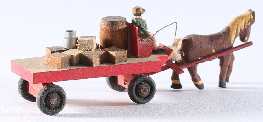 kallistoys auctions auktionen-antique vintage toys-antik historisch spielzeug-preiser-germany-wood figure-holzfigur-forwarding van carter horse-speditionsrolle fuhrmann pferd-rot-470-1e