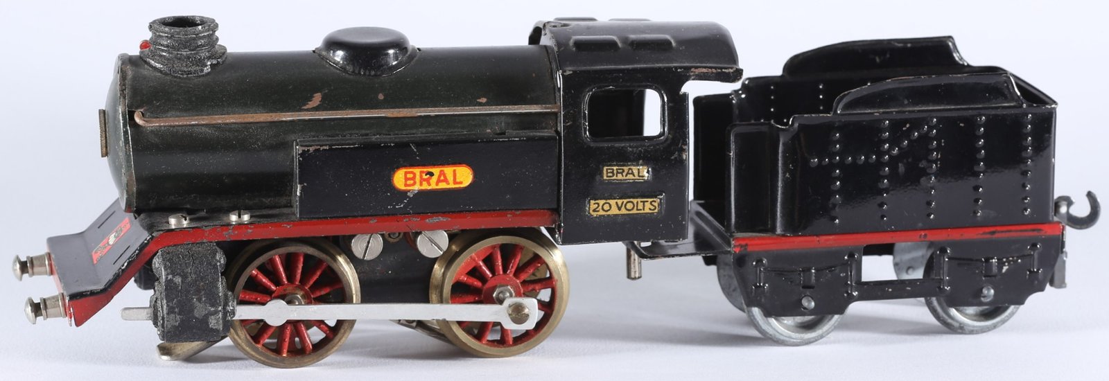 kallistoys auctions auktionen-antique vintage toys-antik historisch spielzeug-bral-italy-tinplate-blech-train-eisenbahn-gauge-spur 0-steam loco-dampflok-loco vapore con tender-tipo e-1a