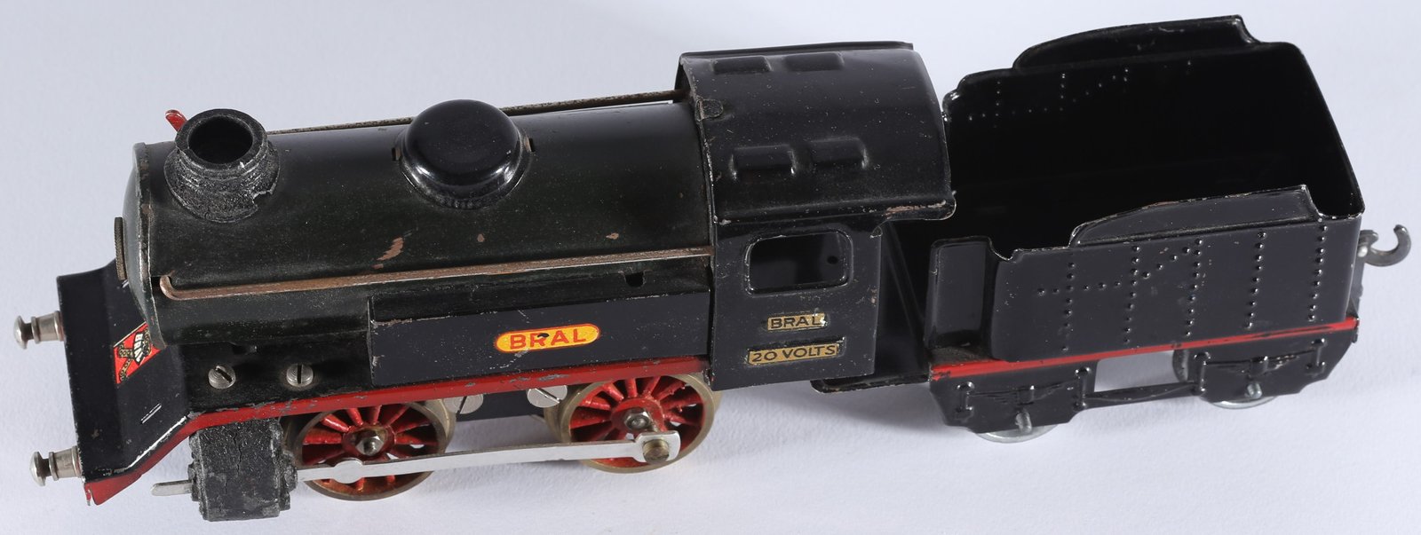 kallistoys auctions auktionen-antique vintage toys-antik historisch spielzeug-bral-italy-tinplate-blech-train-eisenbahn-gauge-spur 0-steam loco-dampflok-loco vapore con tender-tipo e-1b