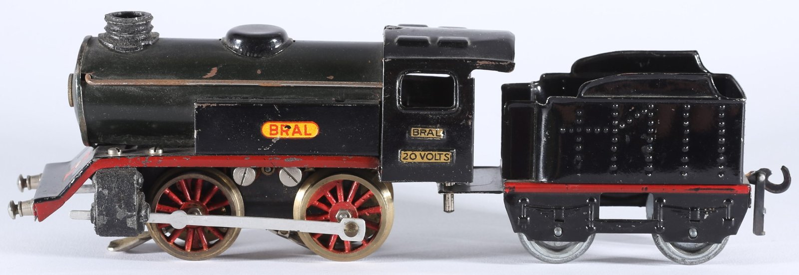kallistoys auctions auktionen-antique vintage toys-antik historisch spielzeug-bral-italy-tinplate-blech-train-eisenbahn-gauge-spur 0-steam loco-dampflok-loco vapore con tender-tipo e-1c