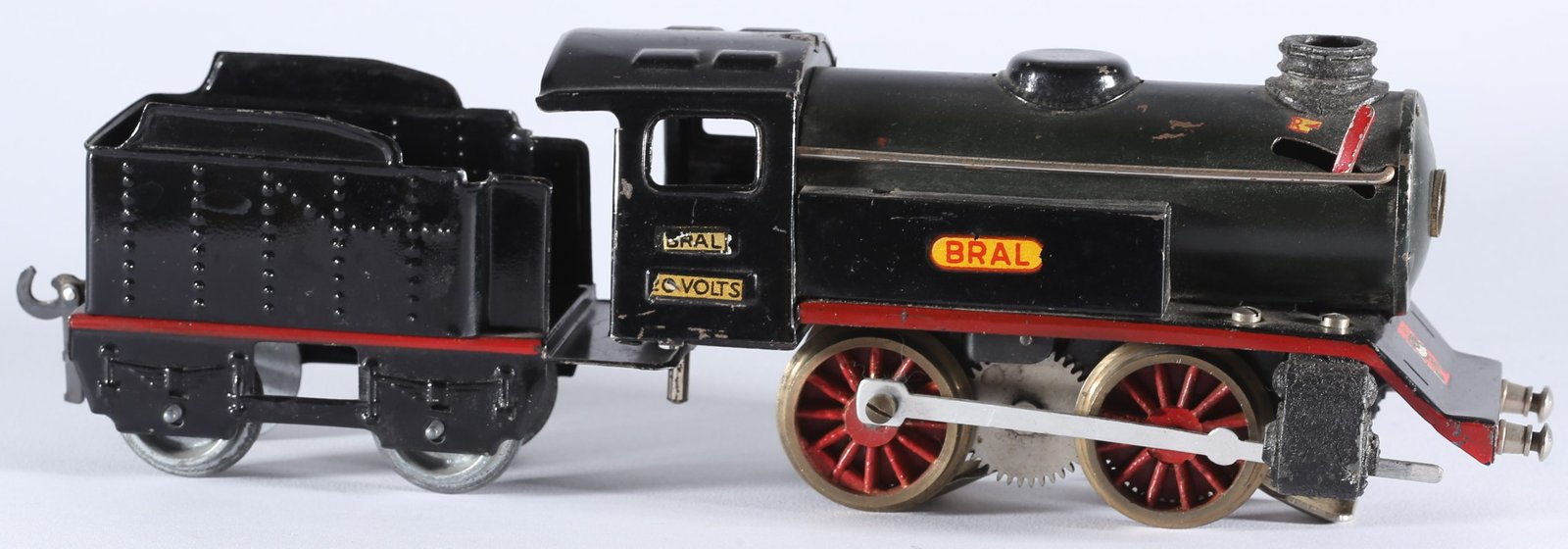 kallistoys auctions auktionen-antique vintage toys-antik historisch spielzeug-bral-italy-tinplate-blech-train-eisenbahn-gauge-spur 0-steam loco-dampflok-loco vapore con tender-tipo e-1f