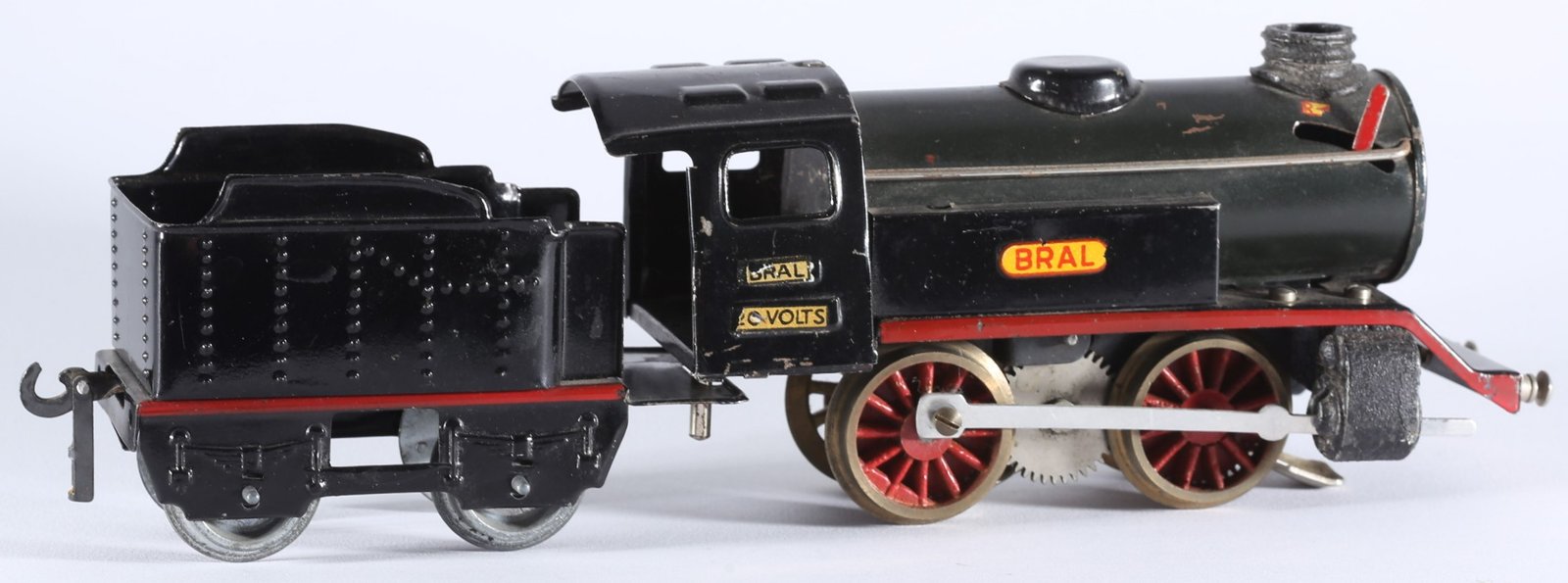 kallistoys auctions auktionen-antique vintage toys-antik historisch spielzeug-bral-italy-tinplate-blech-train-eisenbahn-gauge-spur 0-steam loco-dampflok-loco vapore con tender-tipo e-1g