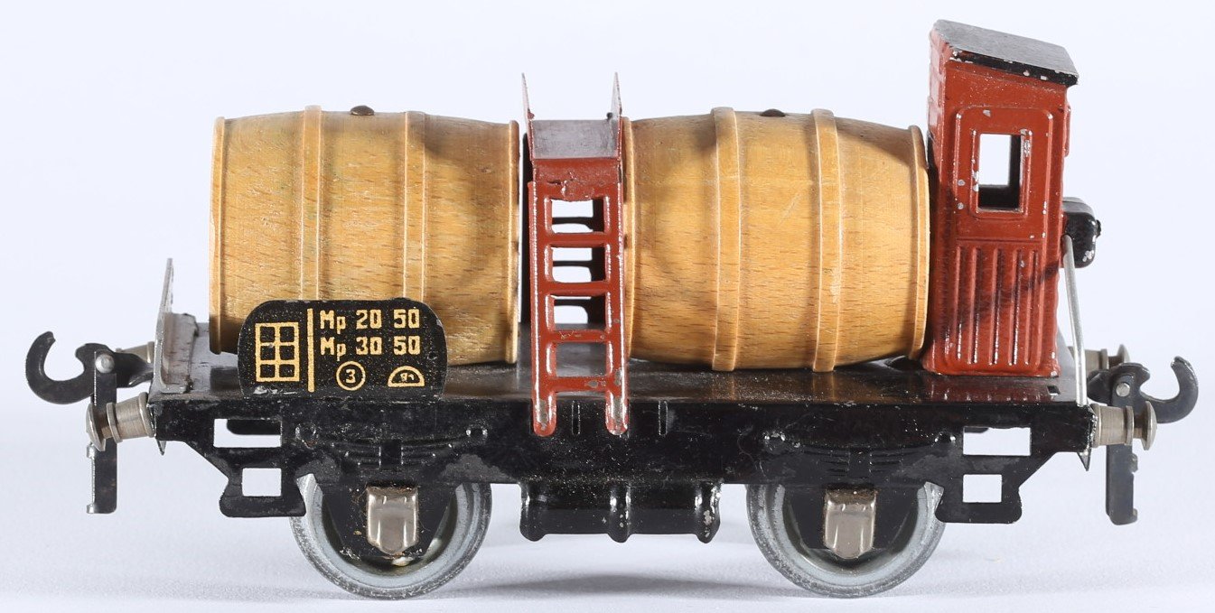kallistoys auctions auktionen-antique vintage toys-antik historisch spielzeug-bral-italy-tinplate-blech-train-eisenbahn-gauge-spur 0-wine car-weinwagen-vagone merci per trasporto vini-2c