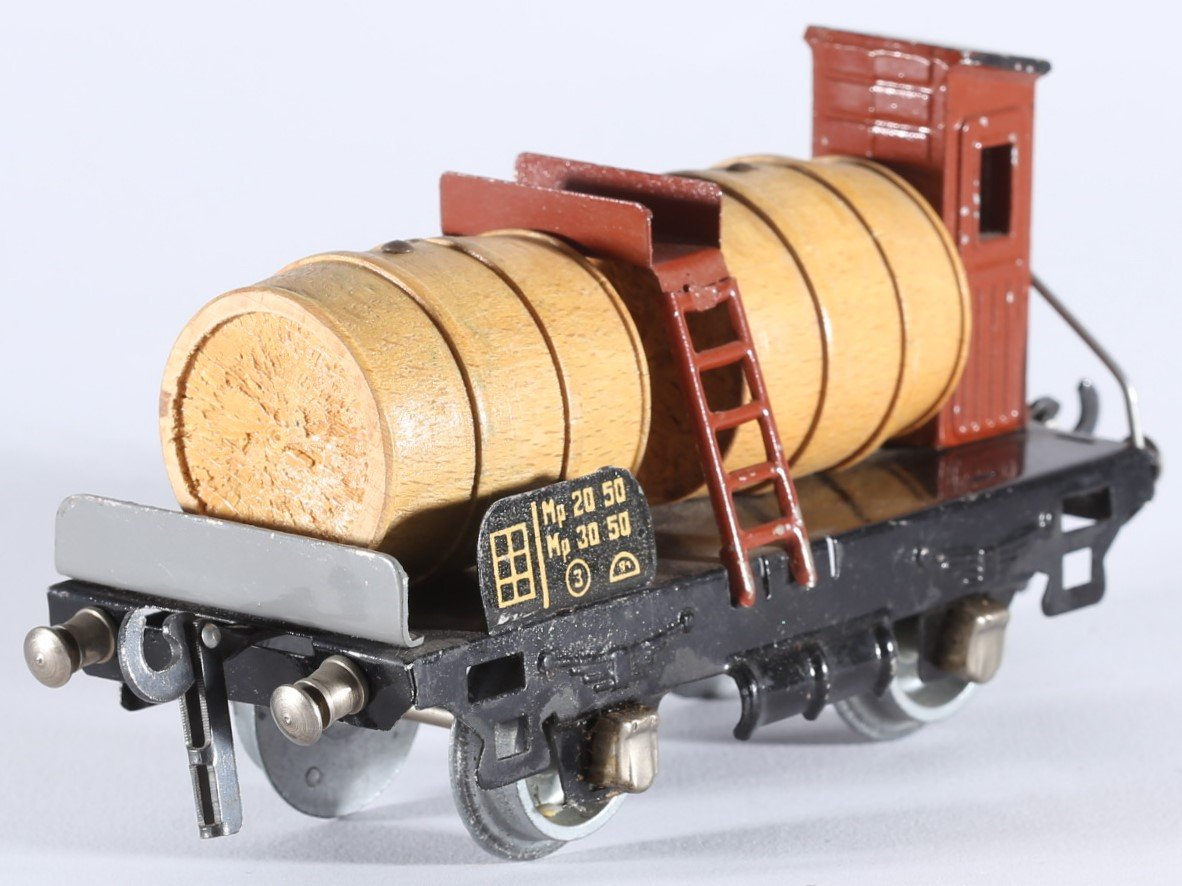 kallistoys auctions auktionen-antique vintage toys-antik historisch spielzeug-bral-italy-tinplate-blech-train-eisenbahn-gauge-spur 0-wine car-weinwagen-vagone merci per trasporto vini-2d