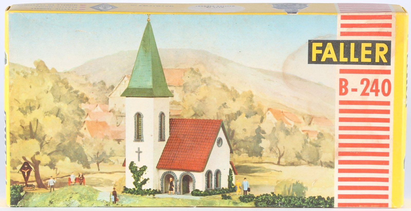 kallistoys auctions auktionen-antique vintage toys-antik historisch spielzeug-faller-germany-kit-bausatz-h0-plastic house-plastikhaus-village church-dorfkirche-b240-2a