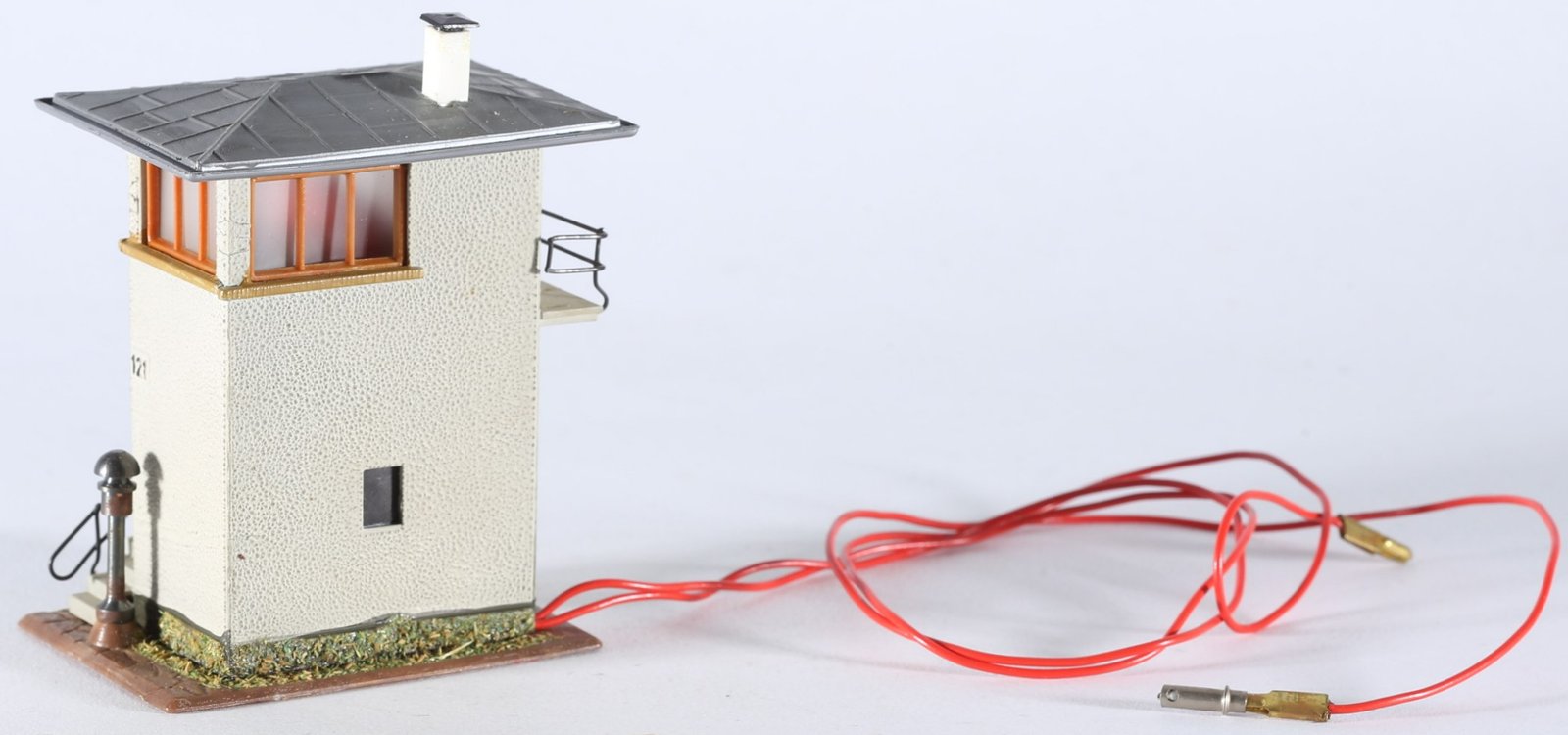 kallistoys auctions auktionen-antique vintage toys-antik historisch spielzeug-faller-germany-wood house-holzhaus-signal box-stellwerk-blockstelle mit läutwerk-ohne briefmarke-621-1f