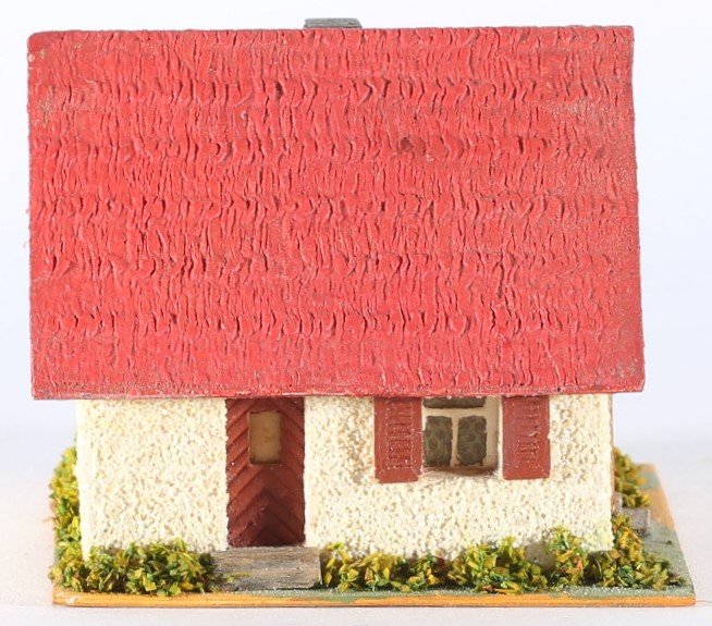 kallistoys auctions auktionen-antique vintage toys-antik historisch spielzeug-faller-germany-wood house-holzhaus-small family home-siedlerhaus-ohne briefmarke-248-1c