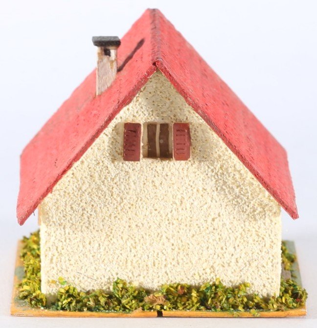 kallistoys auctions auktionen-antique vintage toys-antik historisch spielzeug-faller-germany-wood house-holzhaus-small family home-siedlerhaus-ohne briefmarke-248-1d