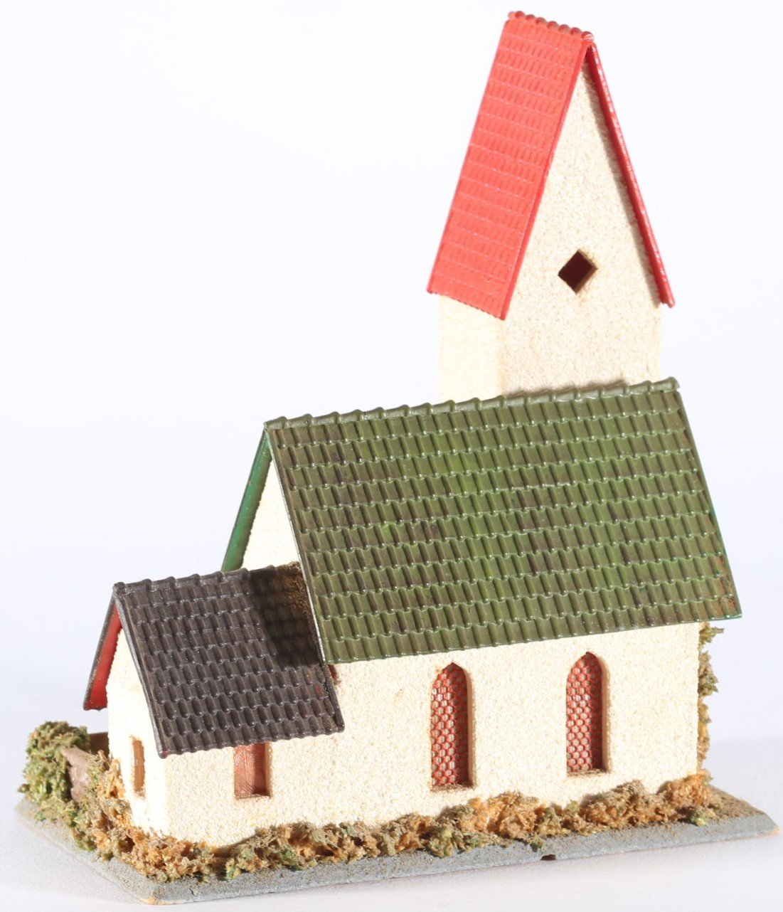 kallistoys auctions auktionen-antique vintage toys-antik historisch spielzeug-faller-germany-wood house-holzhaus-village church-dorfkirche-gezackte briefmarke-braune nummer-236-1g