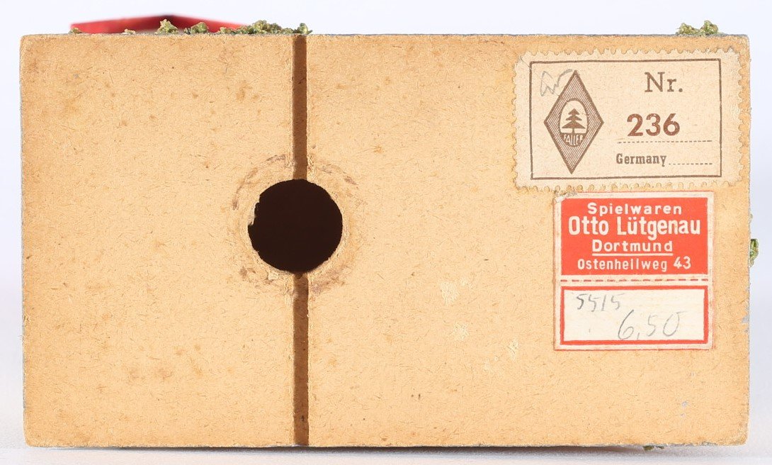 kallistoys auctions auktionen-antique vintage toys-antik historisch spielzeug-faller-germany-wood house-holzhaus-village church-dorfkirche-gezackte briefmarke-braune nummer-236-1j