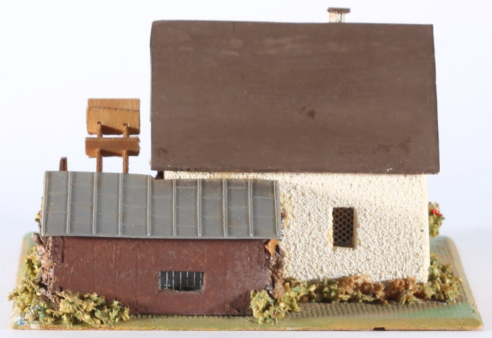 kallistoys auctions auktionen-antique vintage toys-antik historisch spielzeug-faller-germany-wood house-holzhaus-watermill-wassermühle ohne motor-gezackte briefmarke-rote nummer-232-1c