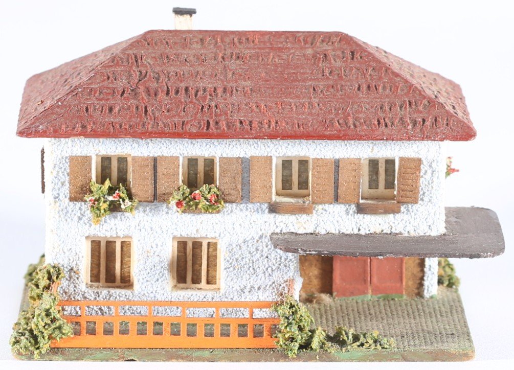 kallistoys auctions auktionen-antique vintage toys-antik historisch spielzeug-faller-germany-wood house-holzhaus-house with canopy-haus mit vordach-ohne briefmarke-270-1c