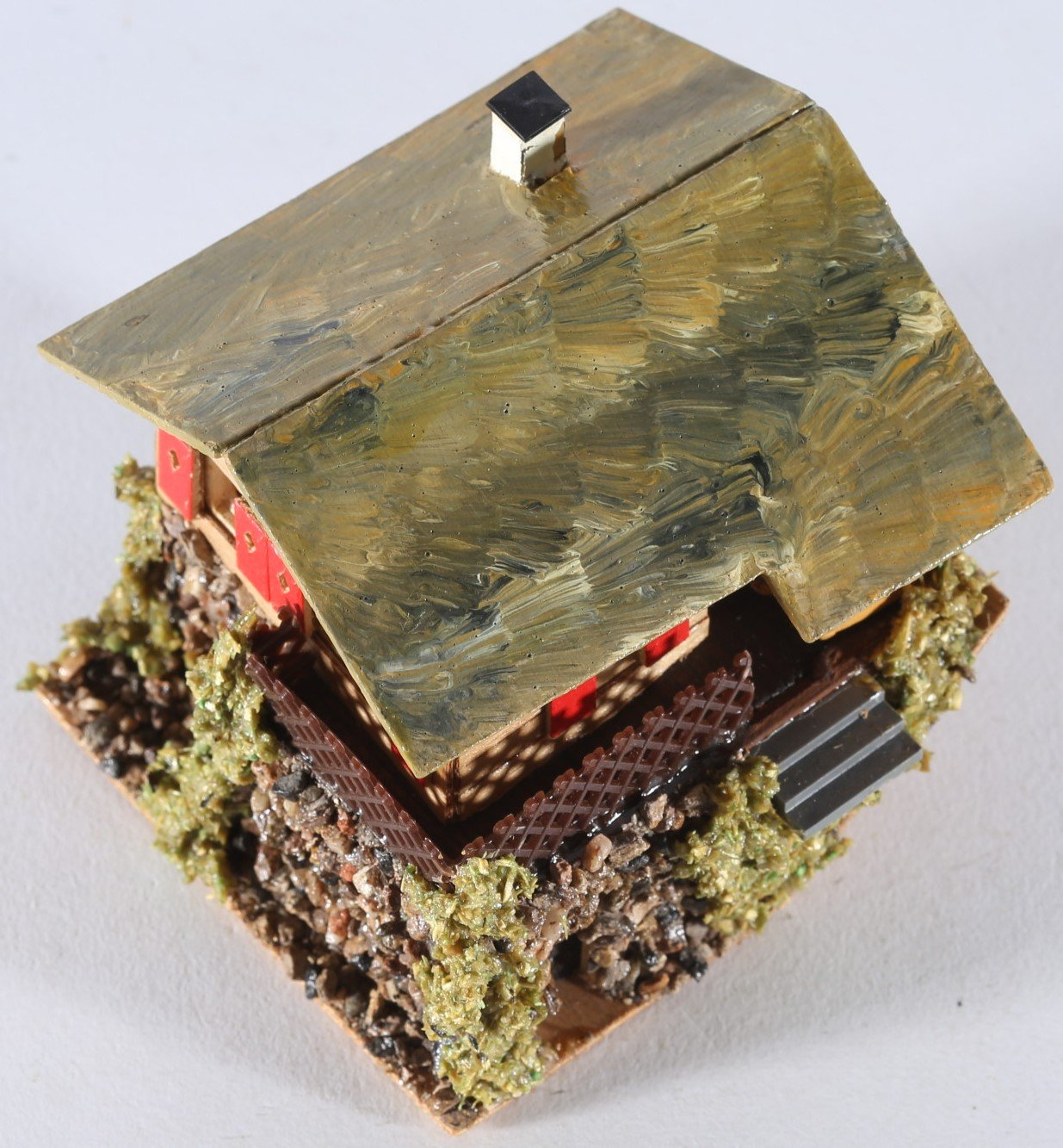 kallistoys auctions auktionen-antique vintage toys-antik historisch spielzeug-faller-germany-wood house-holzhaus-mountain house on hill-haus am hang-gezackte briefmarke-braune nummer-294-1b