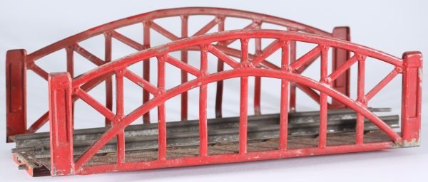 kallistoys auctions auktionen-antique vintage toys-antik historisch spielzeug-märklin-germany-tinplate-blech-gauge-spur 0-railroad bridge-eisenbahnbrücke-clockwork-uhrwerk-red-rot-2500-2a