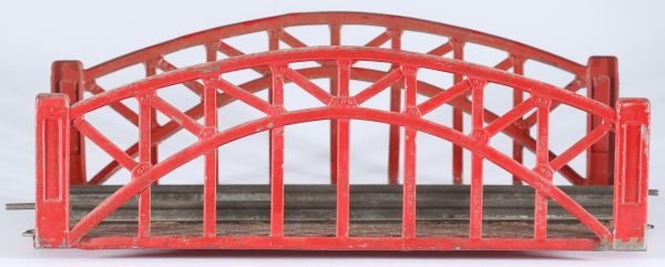 kallistoys auctions auktionen-antique vintage toys-antik historisch spielzeug-märklin-germany-tinplate-blech-gauge-spur 0-railroad bridge-eisenbahnbrücke-clockwork-uhrwerk-red-rot-2500-2c