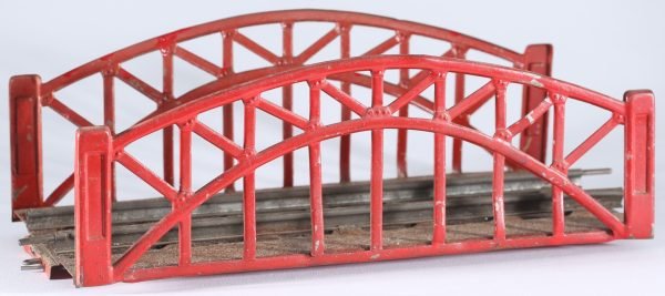 kallistoys auctions auktionen-antique vintage toys-antik historisch spielzeug-märklin-germany-tinplate-blech-gauge-spur 0-railroad bridge-eisenbahnbrücke-clockwork-uhrwerk-red-rot-2500-2f