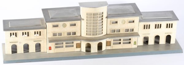 kallistoys auctions auktionen-antique vintage toys-antik historisch spielzeug-f.e.m.-italy-tinplate-blech-accessory-zubehör-railway station-bahnhof-grande stazione moderna di città-60e-1b