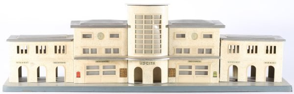 kallistoys auctions auktionen-antique vintage toys-antik historisch spielzeug-f.e.m.-italy-tinplate-blech-accessory-zubehör-railway station-bahnhof-grande stazione moderna di città-60e-1c
