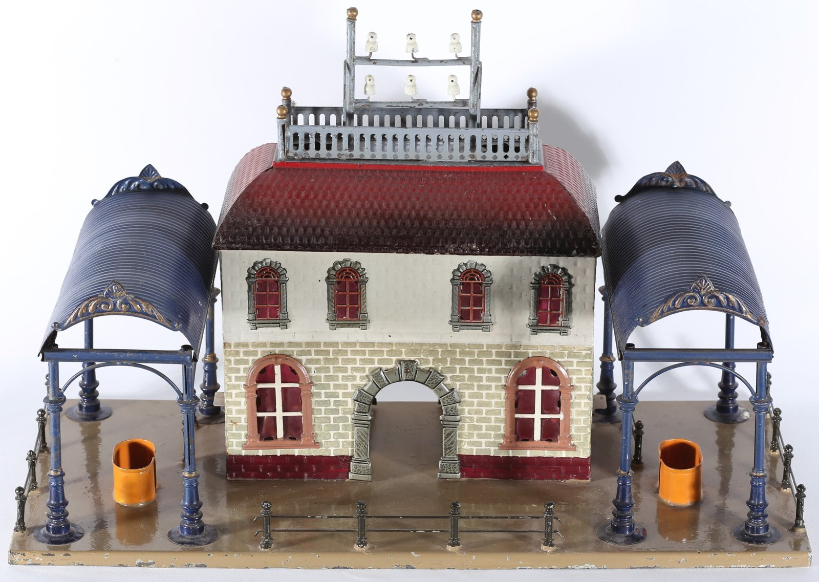 kallistoys auctions auktionen-antique vintage toys-antik historisch spielzeug-georges carette-germany-tinplate-blech-railway station-bahnhof-647 129-2a