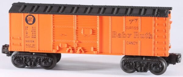 kallistoys-auctions-auktionen-antique-vintage-toys-antik-historisch-spielzeug-lionel-usa-train-eisenbahn-0-gauge-box-car-baby-ruth-prr-orange-x6004-1e